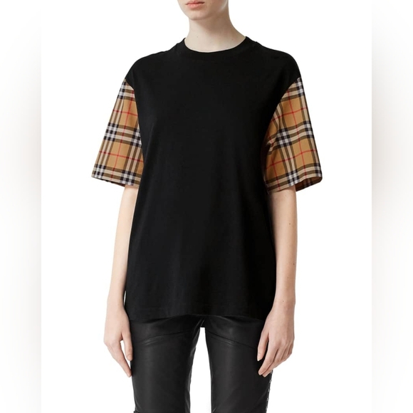Burberry Serra Vintage Check Sleeve T-Shirt Lg - Picture 1 of 8